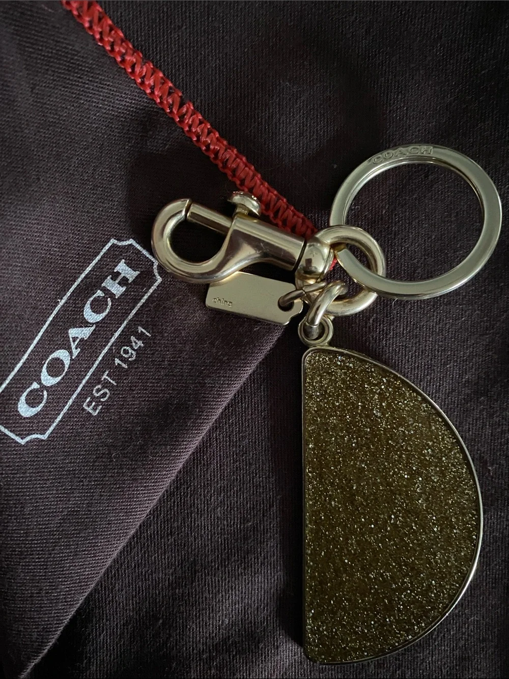 Coach Orange Slice Enamel Key Charm with Gold Hardware